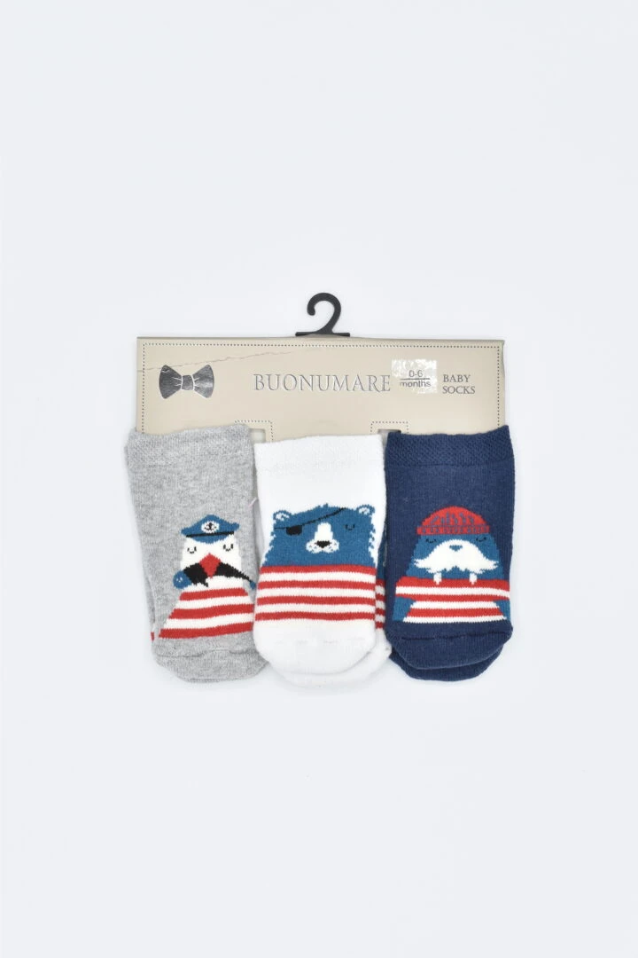 Set de 3 sosete flausate Buonumare cu animalute
